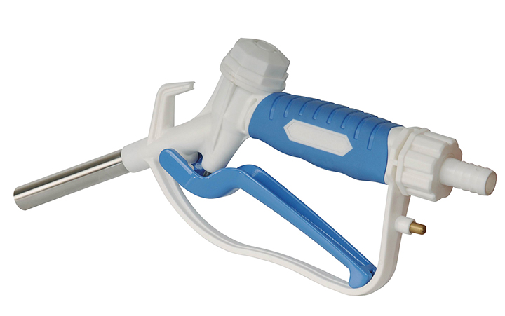 Manual Poly Discharge Nozzle with 3/4” Hose Barb and Manual Trigger Lock