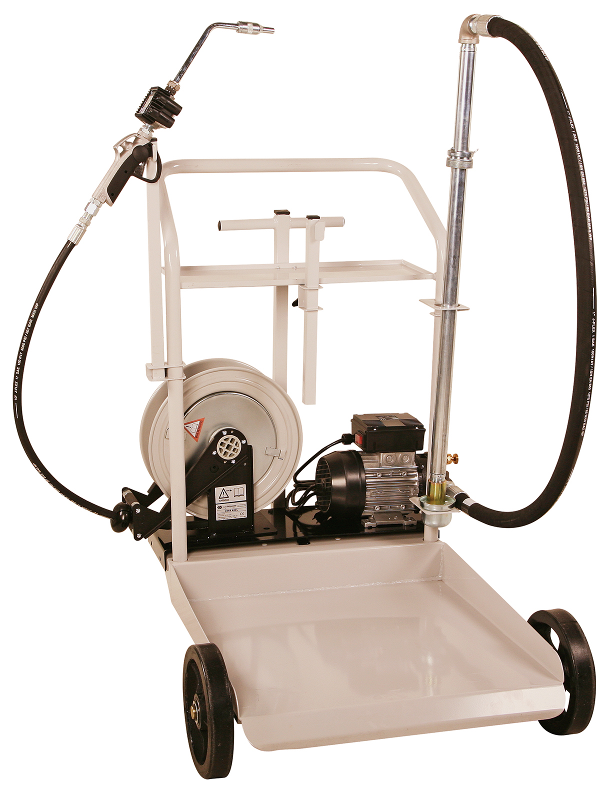 Electric Oil Transfer Cart for 55 gallon Drums w/ 25’ Hose Reel